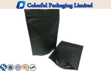 500g Coffee Packing Resealable Matte Black Stand up Pouch With Window