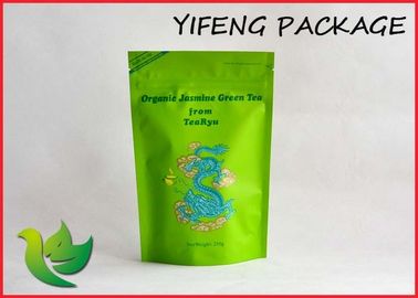 Aluminum Foil Stand Up Resealable Pouches Waterproof For Green Tea