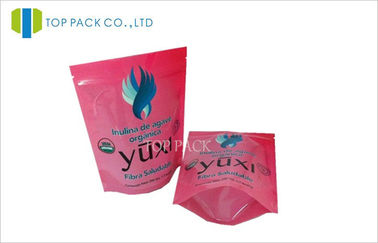 Composite Laminated Plastic Stand Up Pouches , Pink Zipper Bag