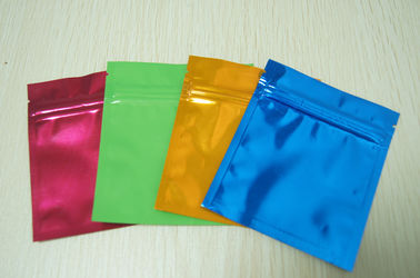 Small Colorful Aluminium Foil Bag Glossy Three Side Seal Mylar Flat with Ziplock