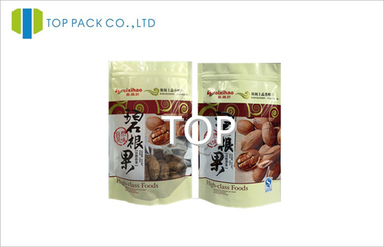 Yellow Biodegradable Packaging Food Grade , Stand Up Foil Pouches With Window