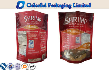 Heat Seal Resealable shrimp Stand Up Pouch with Window , Custom Printed