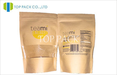 Resealable Kraft Window Tea Packaging Bags With Offset Colorful Print