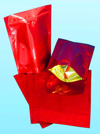 Red Aluminum Foil Stand Up Pouches Lightweight With Ziplock and Tear Notch