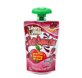 Laminated 250ml Top Liquid Spout Bags , Standing Trawberry Juice Pouch