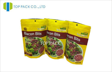 Bacon Bits Plastic Ziplock Stand Up Pouches 6Colors Gravure Printing