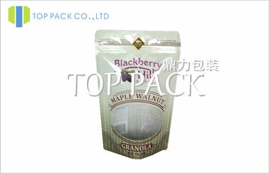 Zip Lock Stand Up Food Pouches With Tear Notch , Blackberry Plastic Pouches