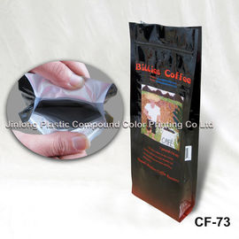 Blocked Bottom Stand Up Zipper Pouch, Coffee Packaging Bags With Valve