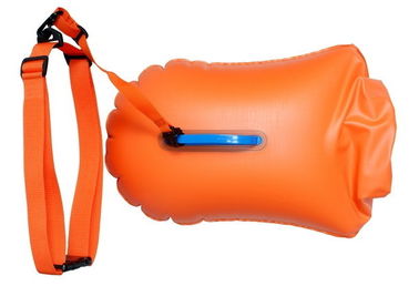 Bright Orange Dry Bag Inflatable Safer Swimmer Buoy For Open Water Swimming