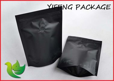 Black Bottom Gusset Coffee Plastic Stand Up Pouches With Valve And Reclose Zipper