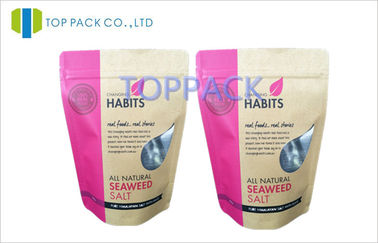 Pink Laminated Plastic Stand Up Pouch Packaging With Square Corner For Frozen Food