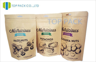 Kraft Paper Printed Stand Up Pouches Matte Effect Hang Hold For Dried Fruit