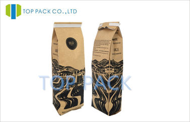 Side Gusset Coffee Packaging Bags Kraft Paper Foil Lined Materials With Valve