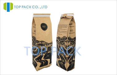 Side Gusset Coffee Packaging Bags Kraft Paper Foil Lined Materials With Valve
