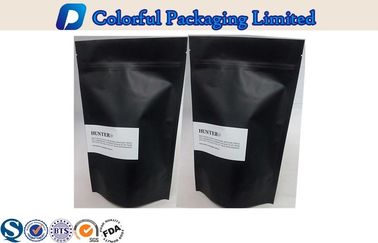 Matte Balck Printing Plastic Stand Up Pouch , Customized Tea Coffee Pouch