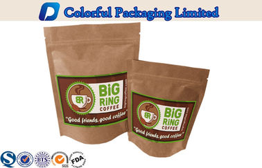 Kraft Paper Foil Lined Stand Up Zipper Laminated Pouch For Coffee Powder Packing