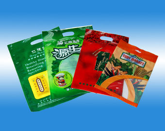 Printed Die Cut Handle Food Pouch Packaging Bag With Tear Line