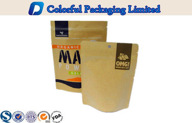 Custom printed Kraft Paper Matte Black Stand up Pouch For Coffee Packing