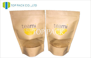 Resealable Kraft Window Tea Packaging Bags With Offset Colorful Print