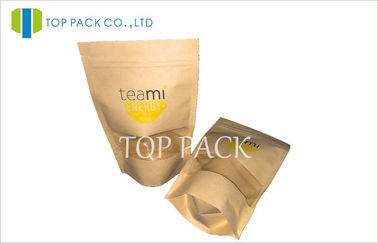 Resealable Kraft Window Tea Packaging Bags With Offset Colorful Print