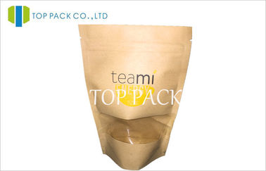 Resealable Kraft Window Tea Packaging Bags With Offset Colorful Print