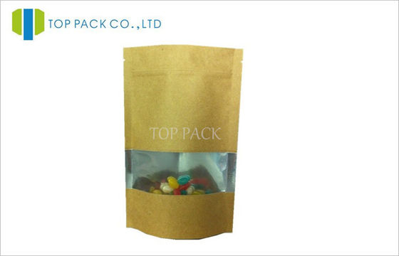 Food Grade Aluminum Foil Kraft Paper Stand Up Pouch Square Window