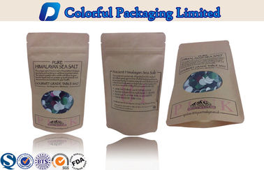OEM Plastic lined Reusable Kraft Paper Stand Up Pouch With Window