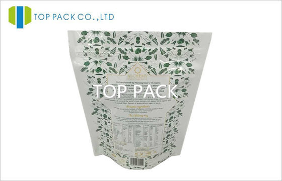 Green Artwork Plastic Stand Up Pouches Protein Powder Foil Lamination