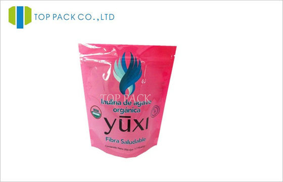 Composite Laminated Plastic Stand Up Pouches , Pink Zipper Bag