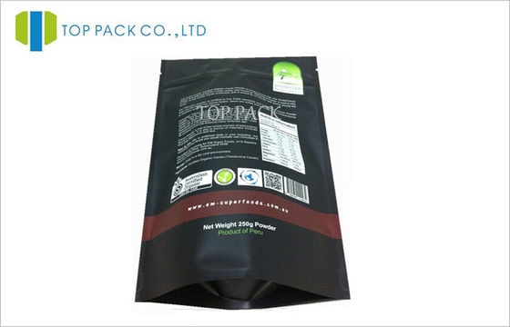 Health Food Powder Zipper Stand Up Food Pouches Custom Matte Finish