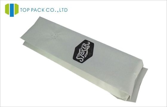 White Kraft Paper Coffee Packaging Bags 250g With Degassing Value Side Gusset