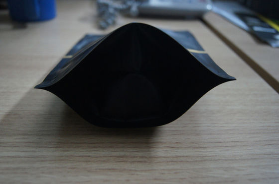 Coffee Bean Packaging Matte Black Foil Pouch Packaging , Stand Up Degassing Valve