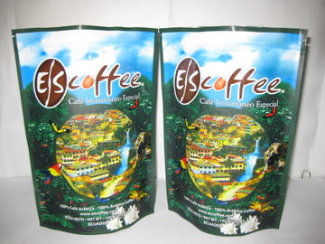 Coffee Ziplock Foil Packaging Bags Printing Stand Up Glossy Finish
