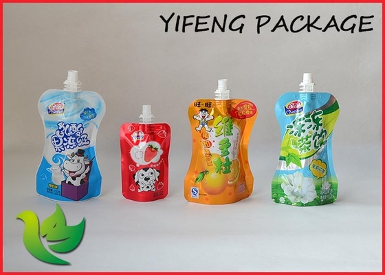 Printed Pet / Al Spout Pouch With Zipper For Juice Liquid Packaging