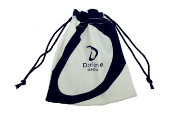 Microfiber White Double Drawstring Custom Design Jewelry Drawstring Pouch