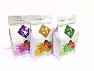 Chocolate Flavour Biscuit Quad Seal Food Plastic Bags with side Gusset