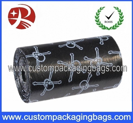 Black HDPE / Biodegradable Eco Friendly Dog Poop Bags With Roll