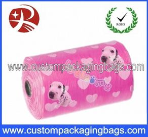 Pink Gravure Printing Eco - friendly Dog Poop Bags With Roller For Dog