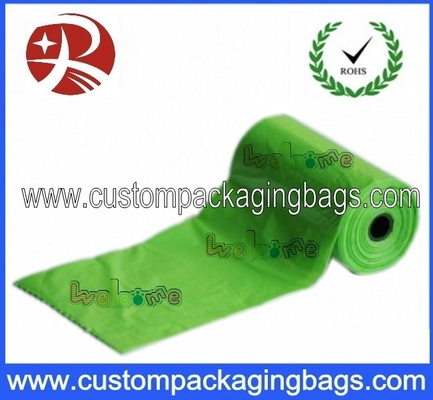 Custom Green LDPE / EPI Biodegradable Dog Poop Bags With Roll For Dog