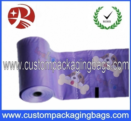 LDPE / EPI Biodegradable Custom Purple Dog Poop Bags With Roll