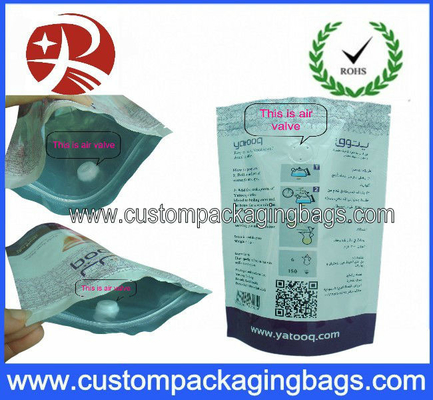 Recyclable Stand Up Coffee Packaging Bags With Air Valve And Zipper