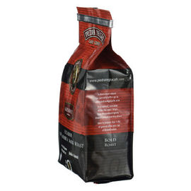 Flat Heat Seal Gusseted Roast Coffee Bean Packaging Bags / Polyester Aluminum Foil Pouches