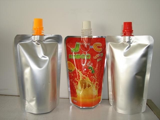 PET / AL / PE High Barrier Stand Up Spout Pouch For Juices , Beverages Packaging