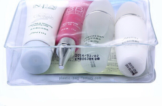 Transparent PVC slide bags / plastic zip lock bags for cosmetic packing