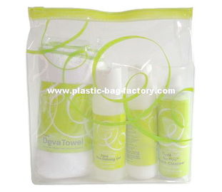 Transparent PVC slide bags / plastic zip lock bags for cosmetic packing