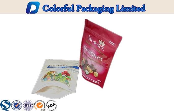 Customized PET + Matt Varnish Resealable Stand up Pouches For Snacks , Nut Food
