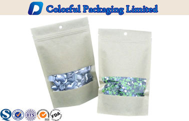 seafood CMYK / Pantone Kraft Stand Up Pouch with Window / tear notch