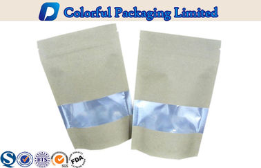 seafood CMYK / Pantone Kraft Stand Up Pouch with Window / tear notch