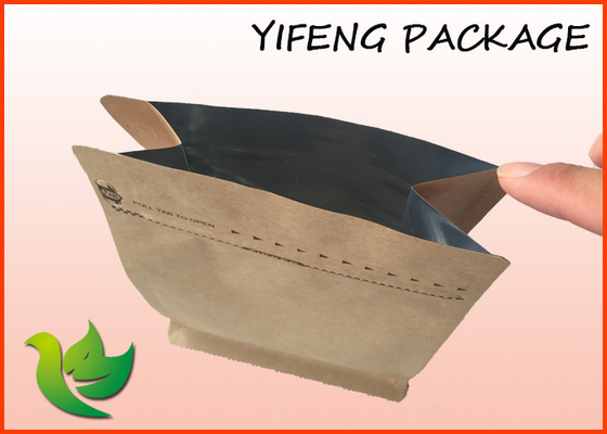 Kraft Paper Flat Bottom Pouch Box Oxygen resistance with pocket zip