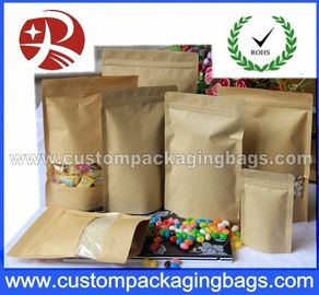 Heat Sealing Ziplock Kraft Paper Coffee Packaging Bags With Valve